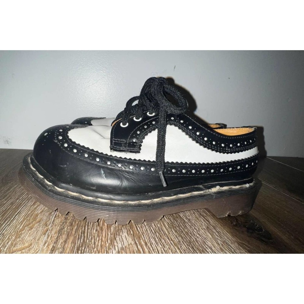 Dr. Martins vintage 3989 bex smooth leather Brogue shoes black& white youth